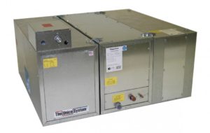 A large metal box with two different types of equipment.